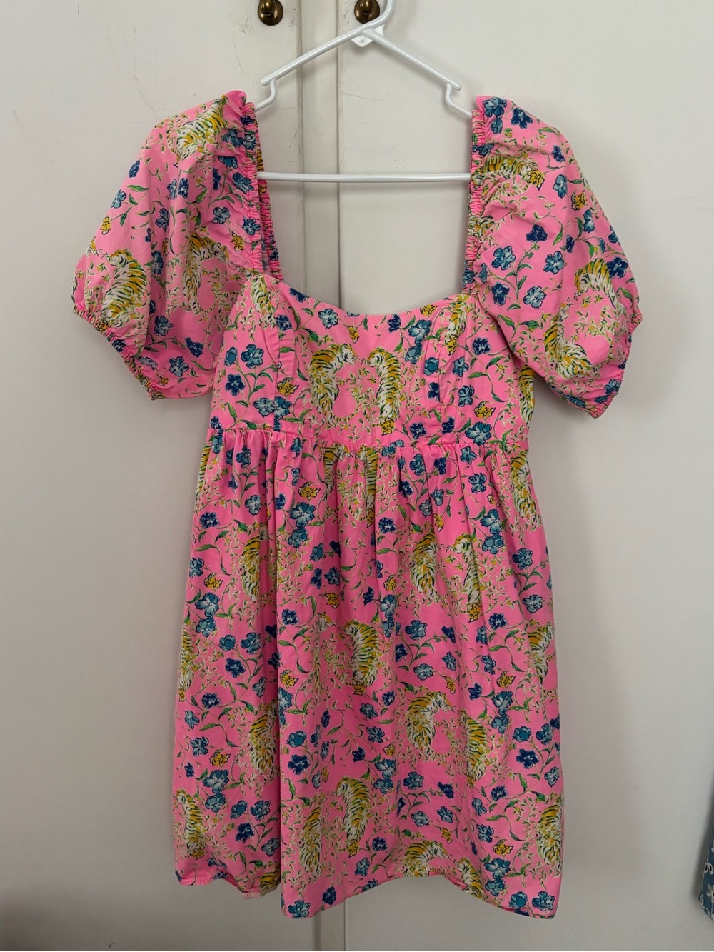 Lilly Pulitzer Pink Tiger Puff Sleeve Babydoll Dress